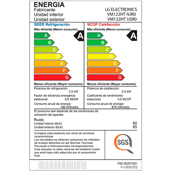 Dual Cool Inverter – Etiqueta de Eficiencia VM122HT